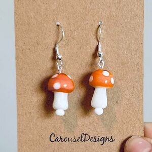 Glass Mushroom 🍄 Earrings